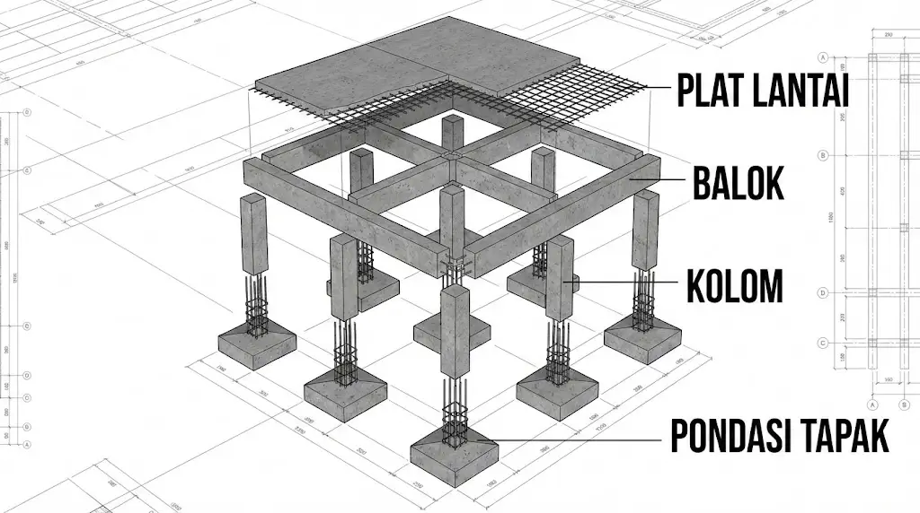 Diagram yang berisi semua elemen pada struktur beton